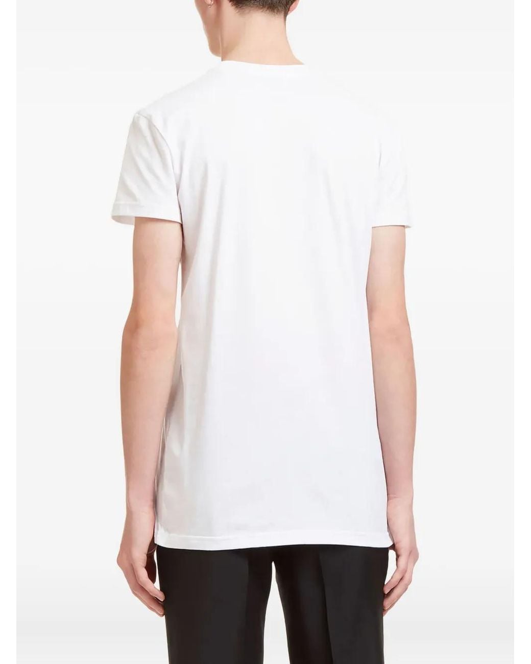 Aiezen White Crew-Neck T-Shirt for men