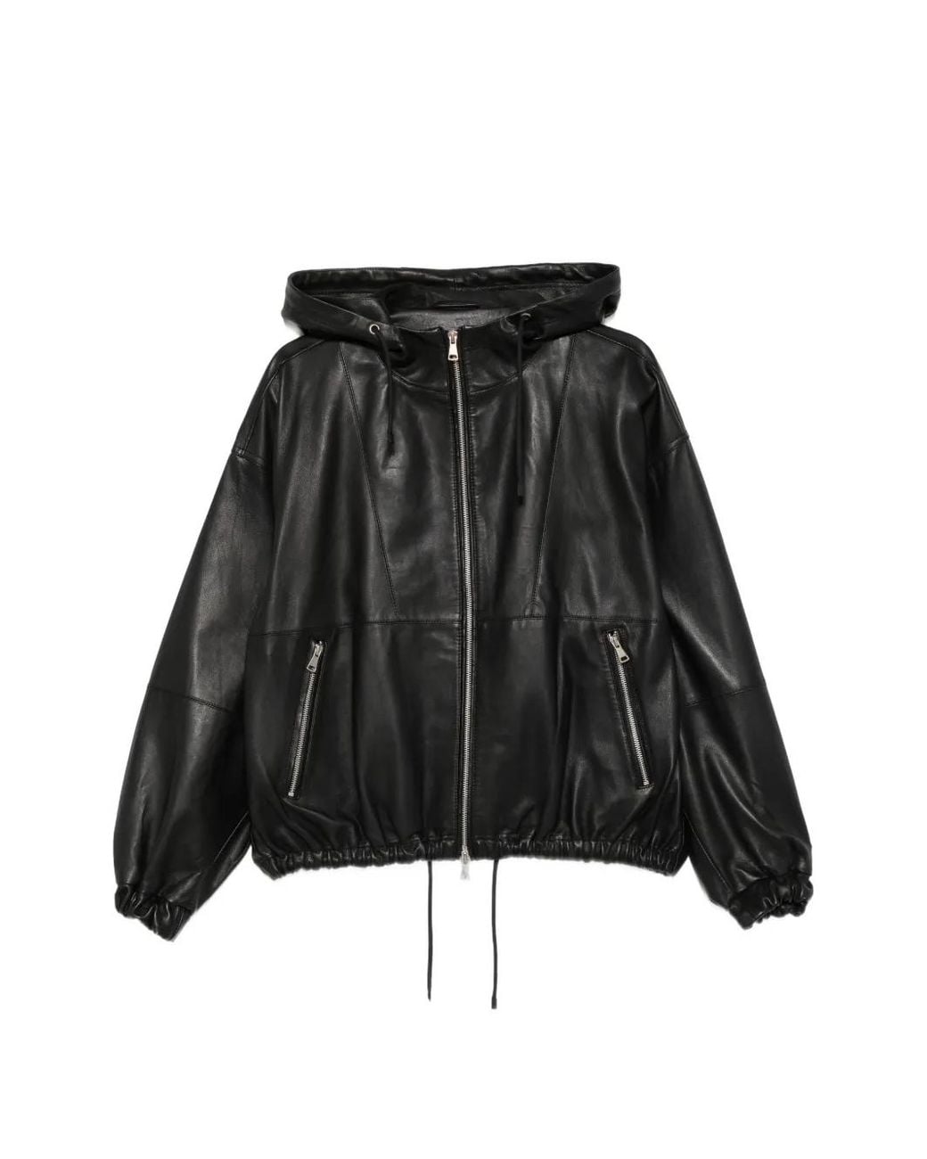 Tela Black Hooded Leather Jacket