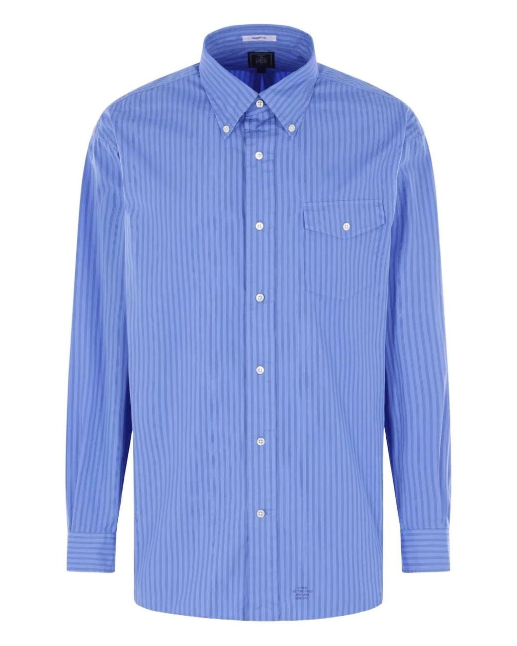 J.Press Blue Striped Pocket Shirt for men