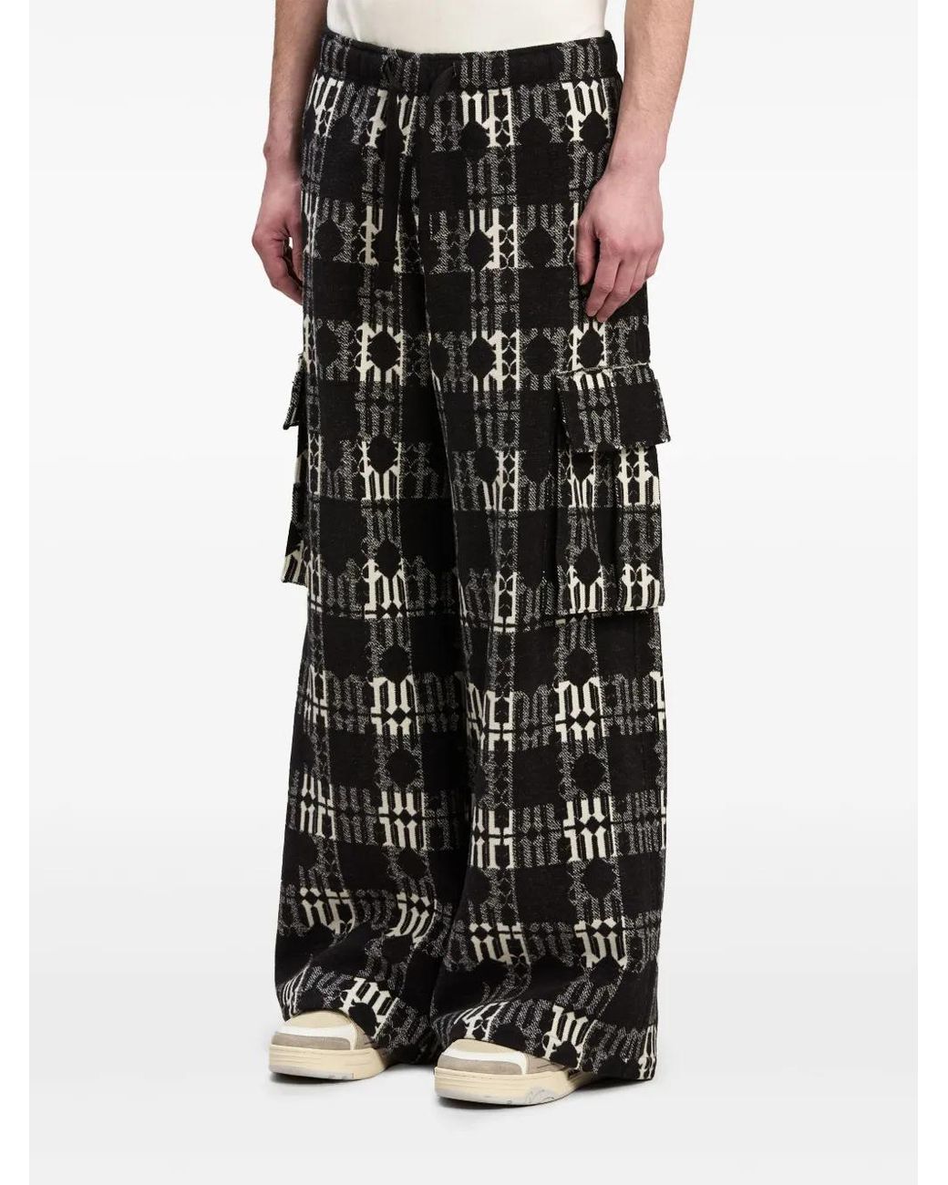 Palm Angels Black Cotton Cargo Trousers for men