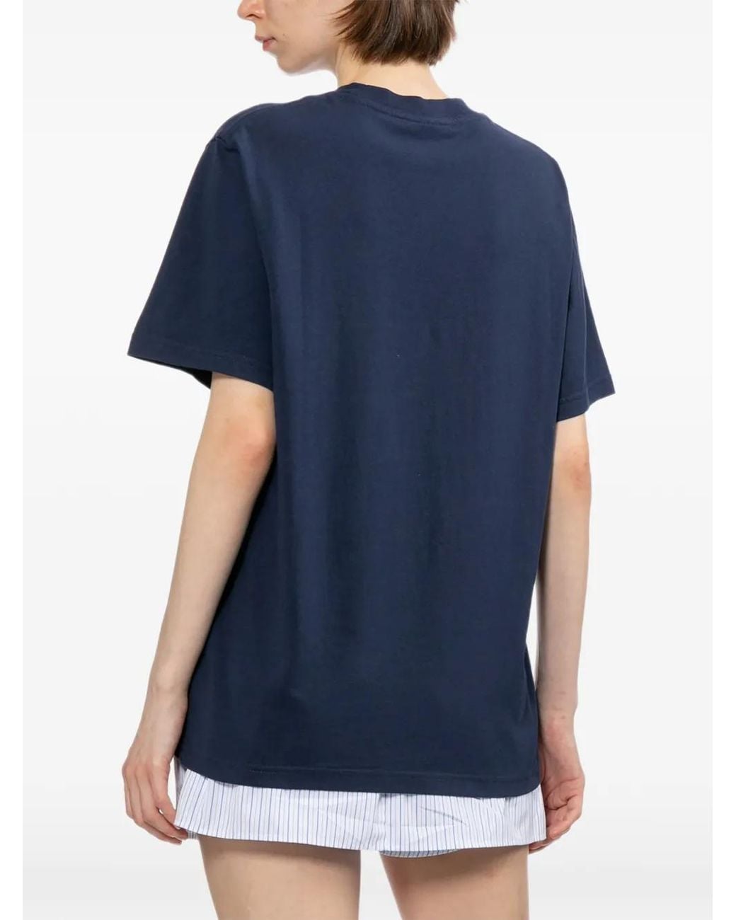 Sporty & Rich Blue T-Shirt À Logo Imprimé