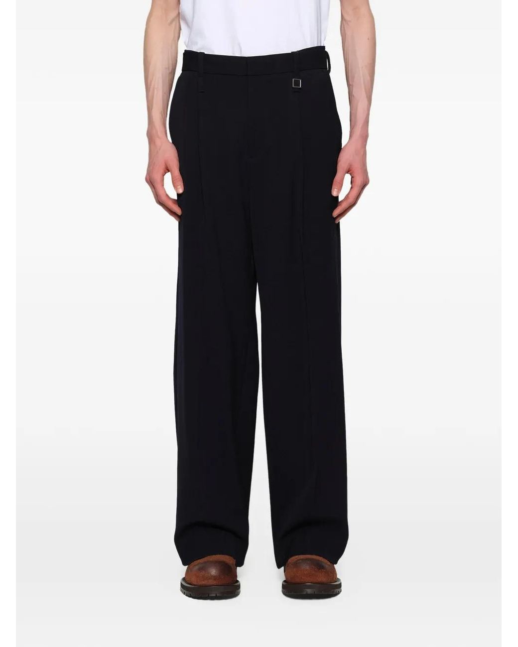 Wooyoungmi Blue Wide-Leg Tailored Trousers for men