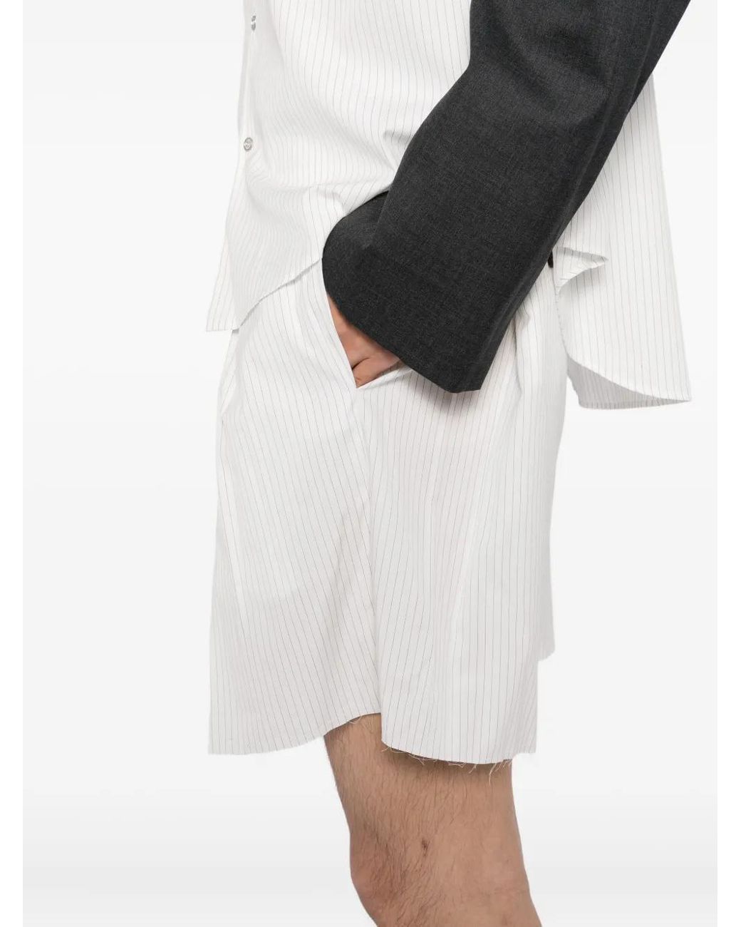 SONIA CARRASCO White Pinstriped Bermuda Shorts for men