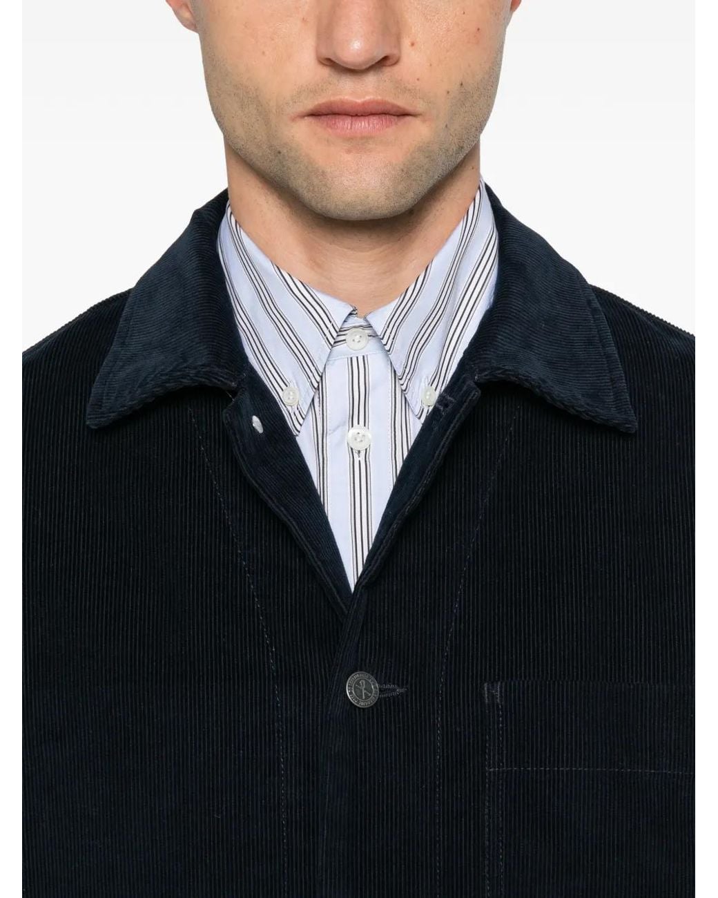 A.P.C. Black Surchemise Rodney En Velours Côtelé for men