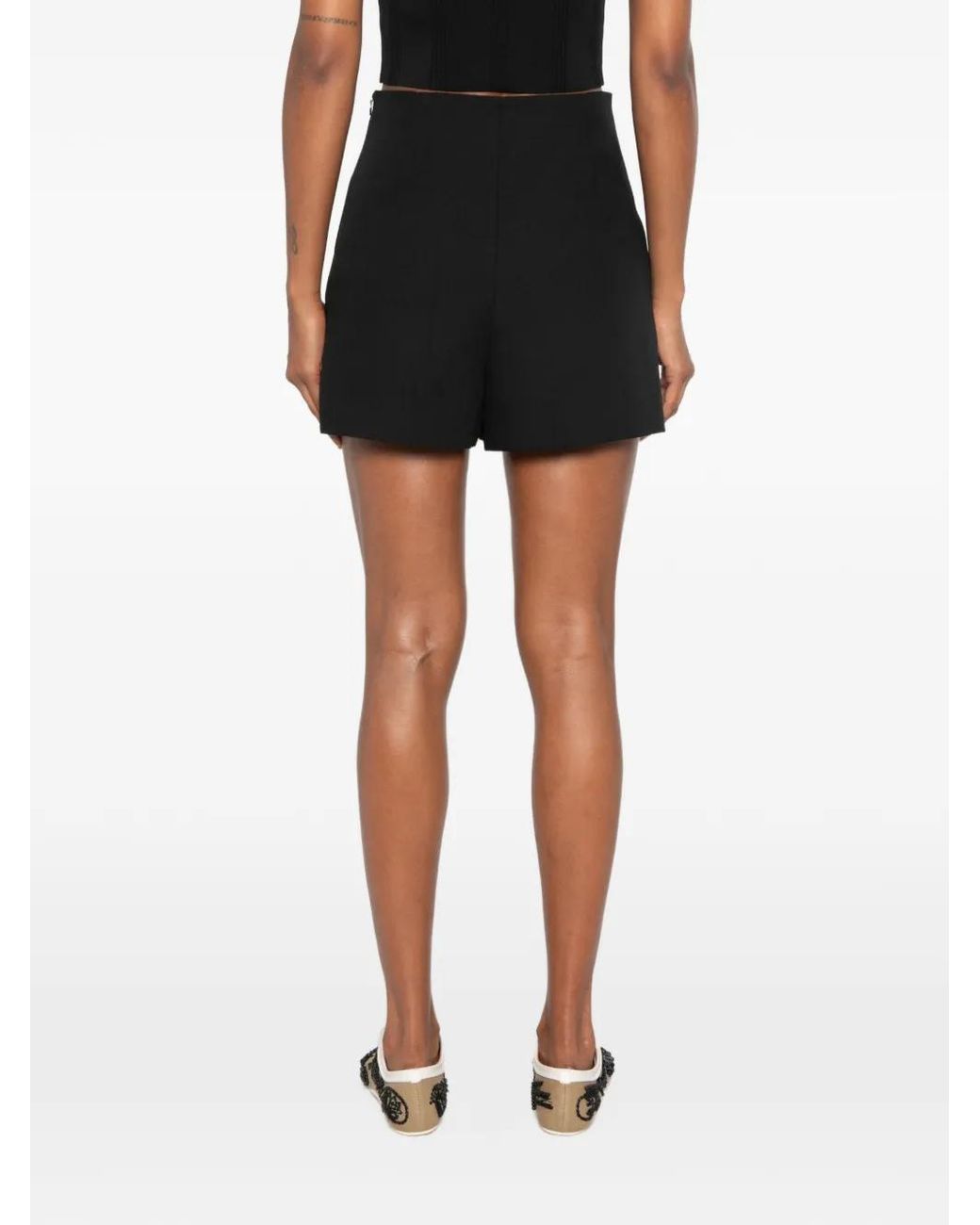 Sandro Black High-Waisted Wool Shorts