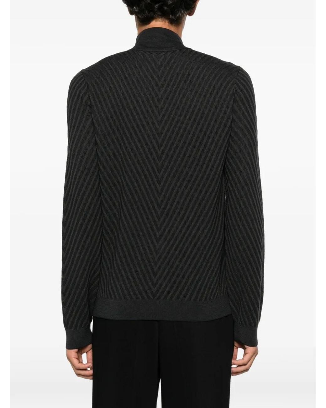 Emporio Armani Black Partial Zip Sweater for men