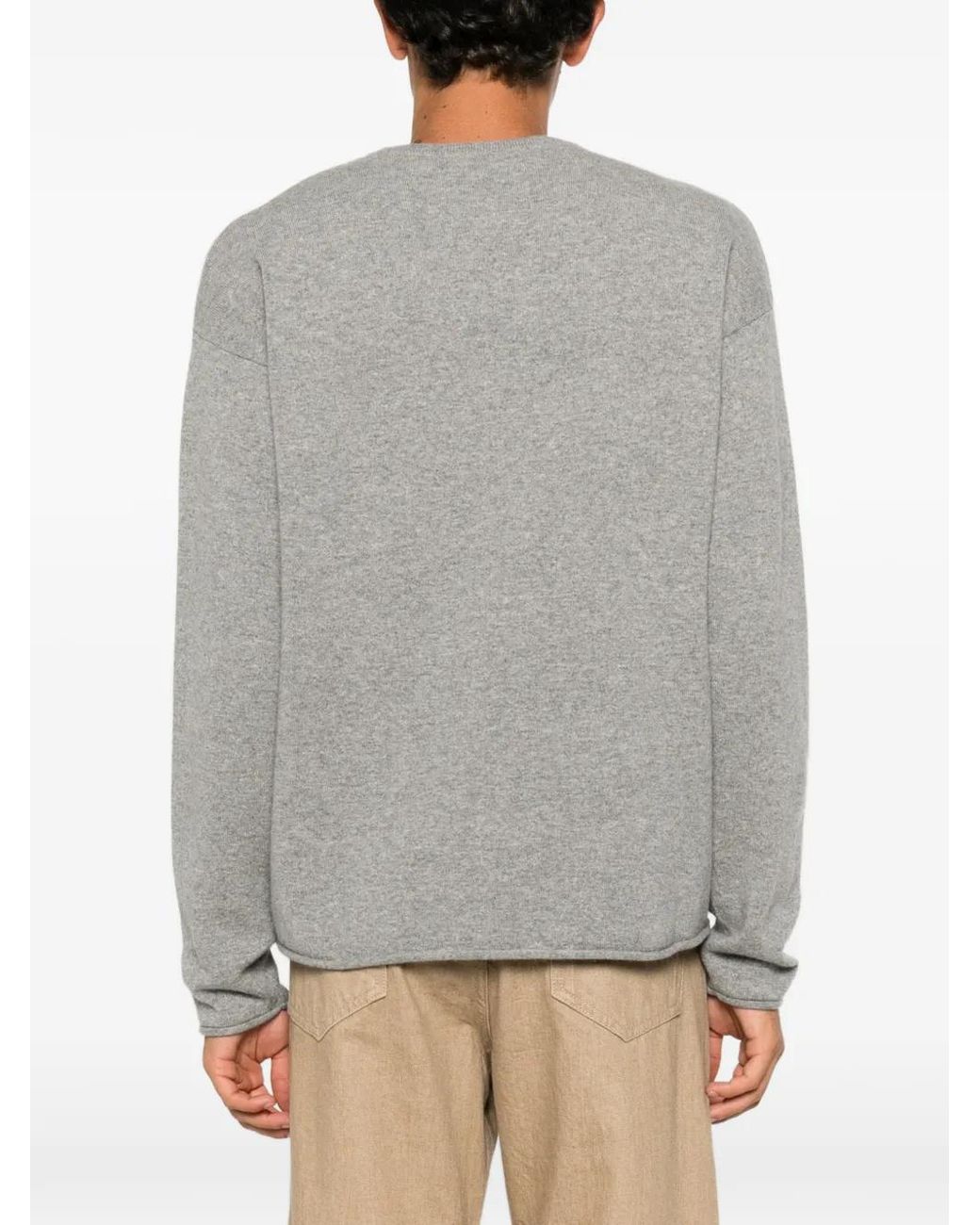 Extreme Cashmere Gray Crew-Neck Long-Sleeve Cashmere Sweater