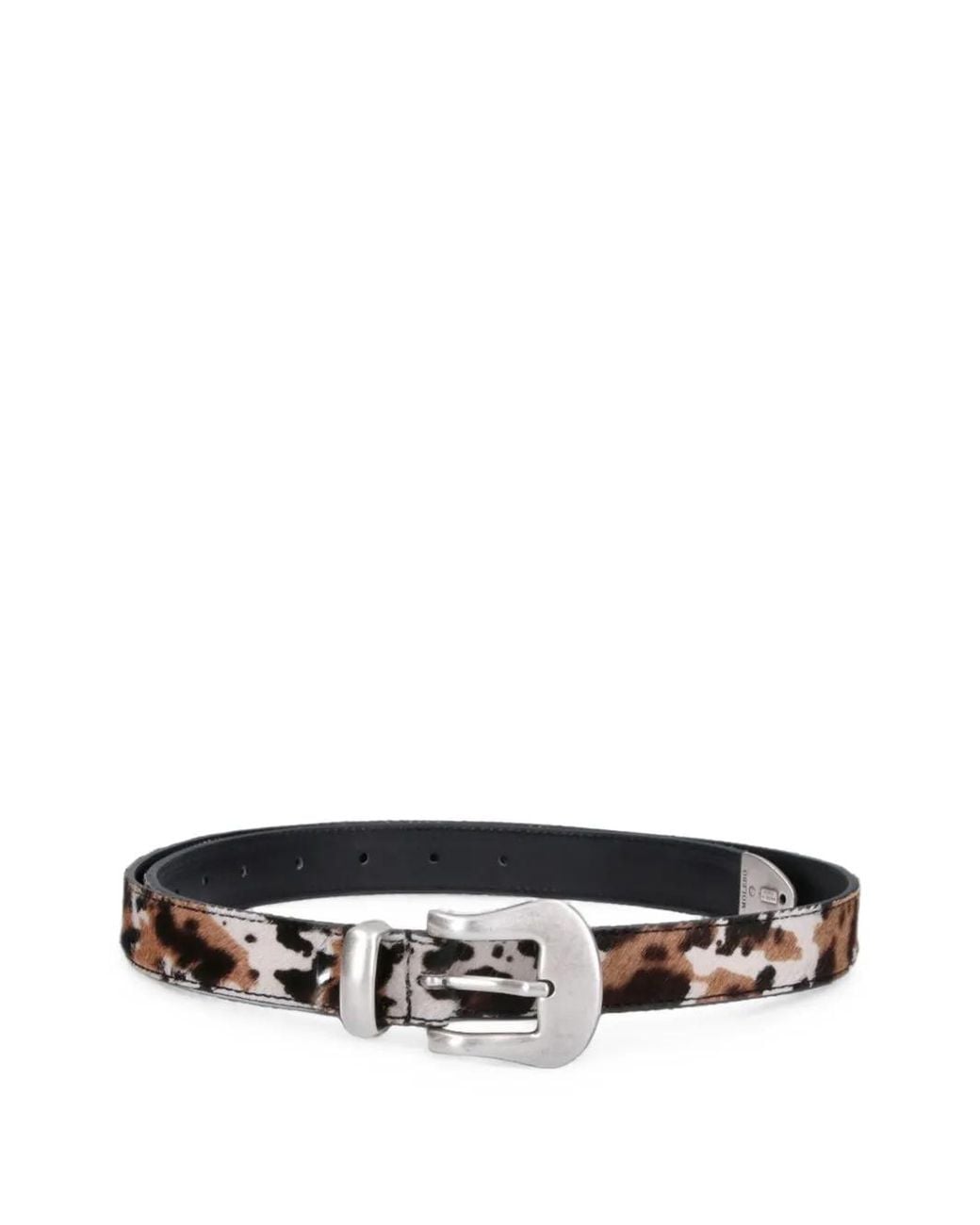 MOLEBO White Cow-Print Leather Belt