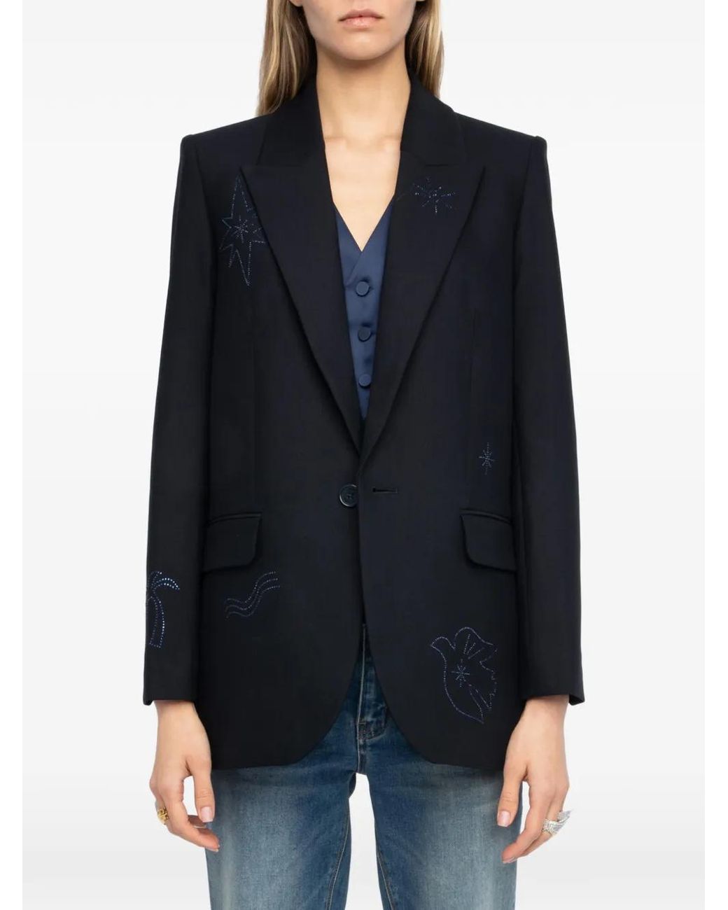 Zadig & Voltaire Blue Vival Embellished Blazer