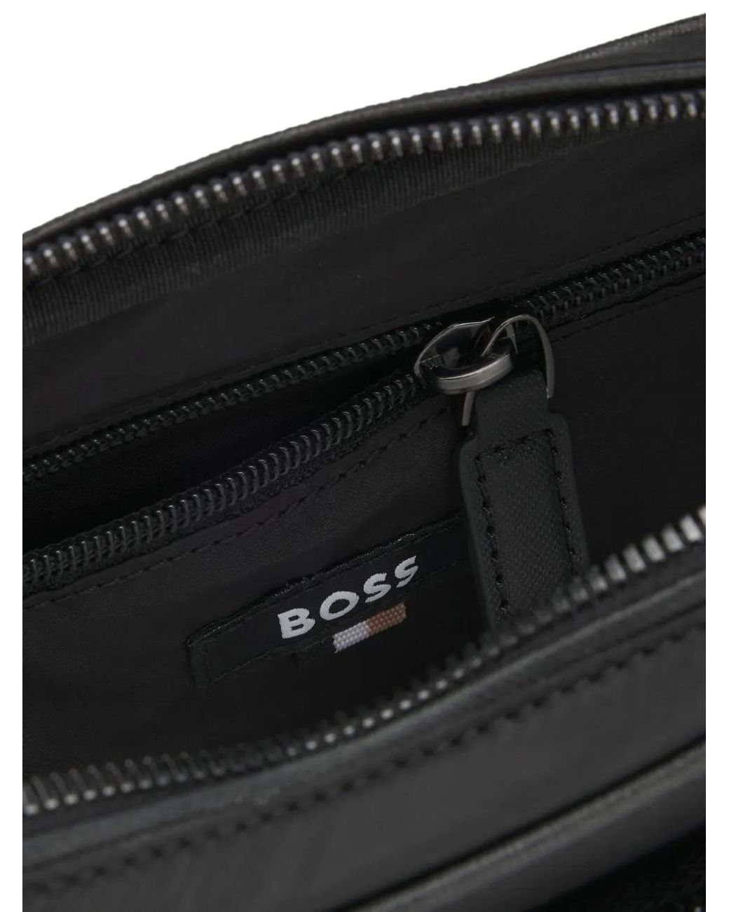 Borsa Messenger Con Logo di Boss in Black da Uomo