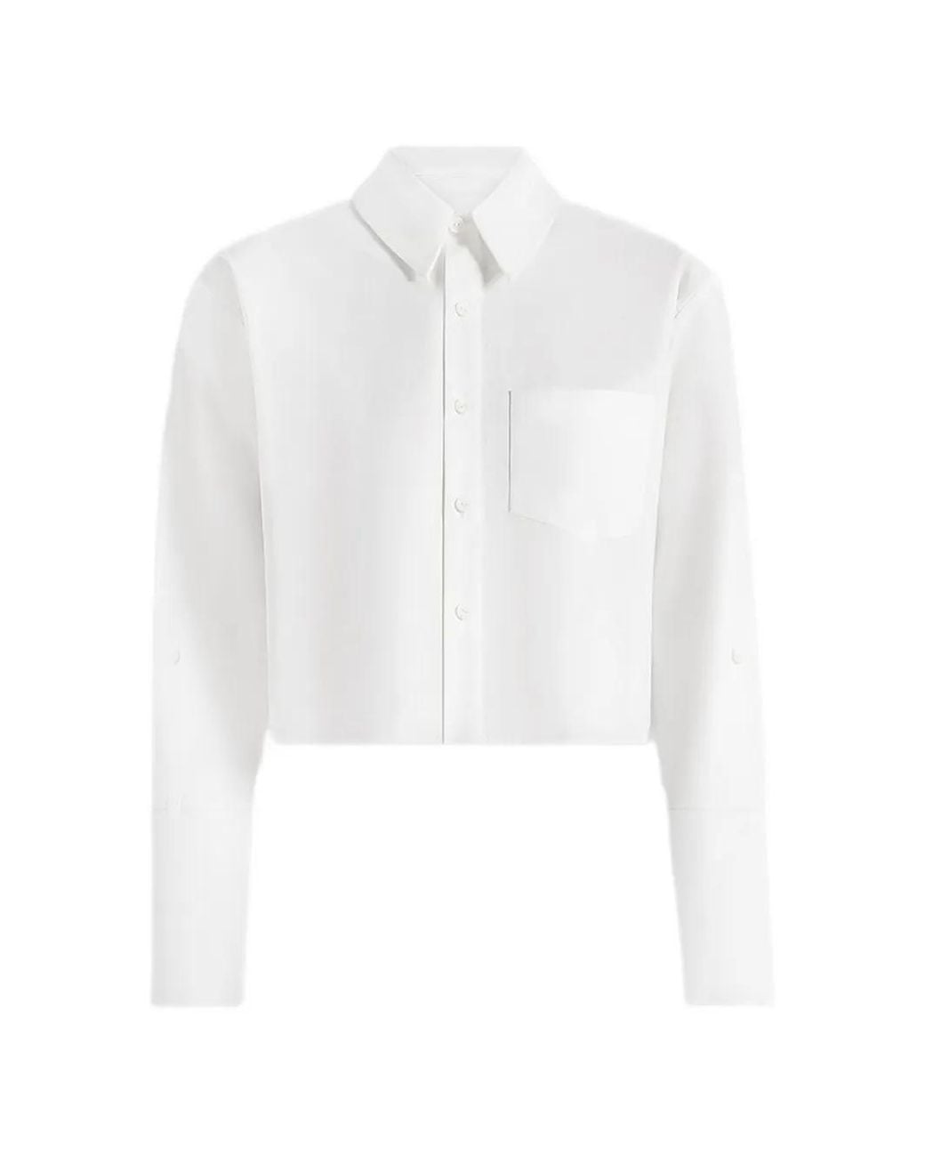 Manière De Voir White Maura Oversized Cropped Roll Sleeve Cotton Shirt