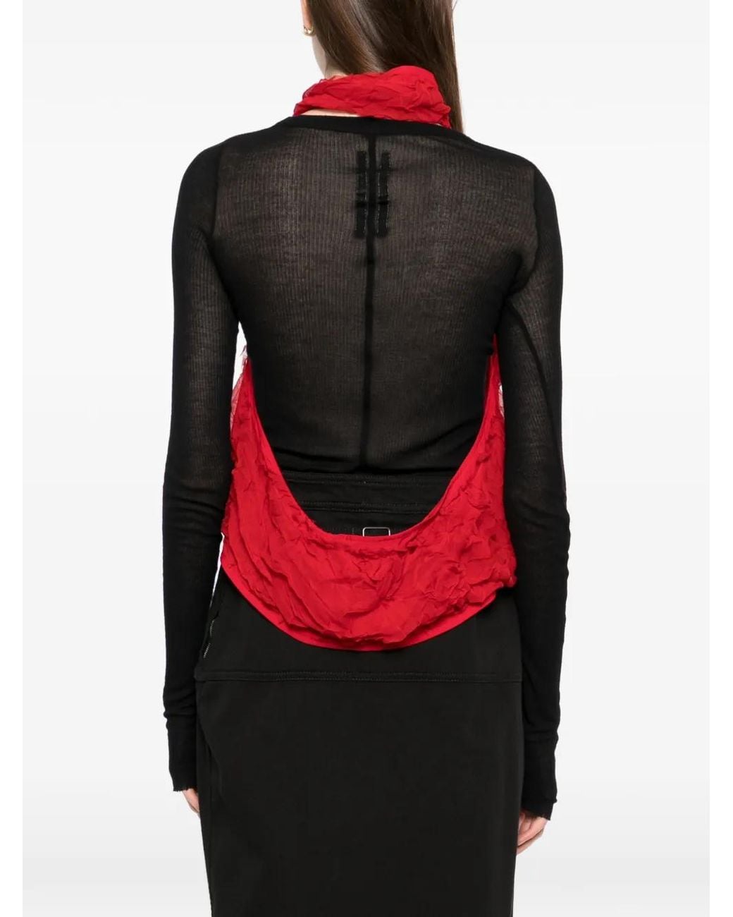 Yohji Yamamoto Red Crushed Chiffon Top
