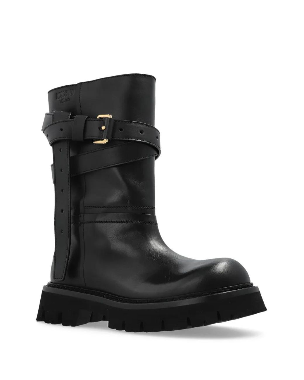 Moschino Black Buckle-Strap Boots