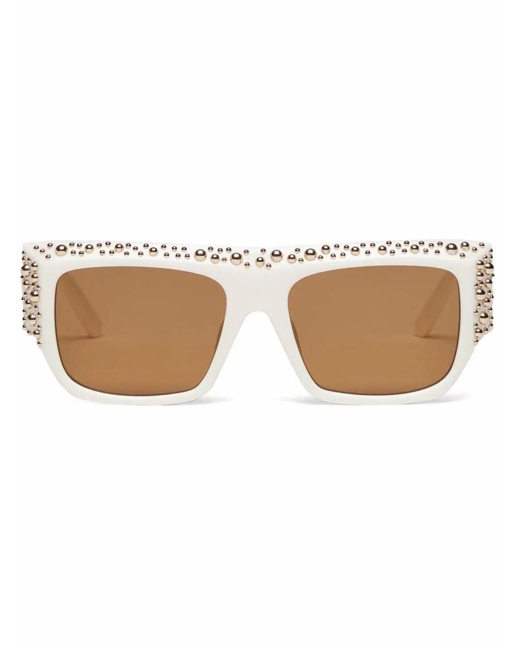 Palm Angels Brown Casablanca Studded Square-Frame Sunglasses
