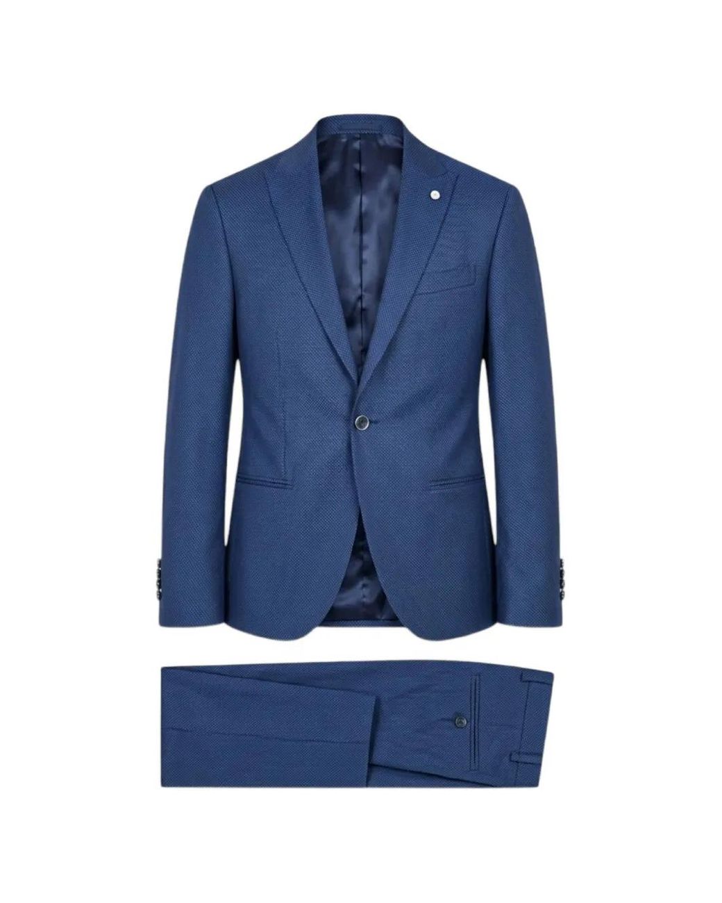 Luigi Bianchi Blue Textured Single-Breasted Suit for men