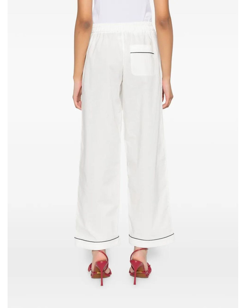 Forte_forte White Piped Trousers