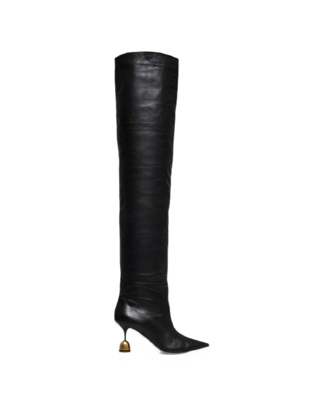 VANDA NOVAK Black Nicole Leather Knee-High Boots