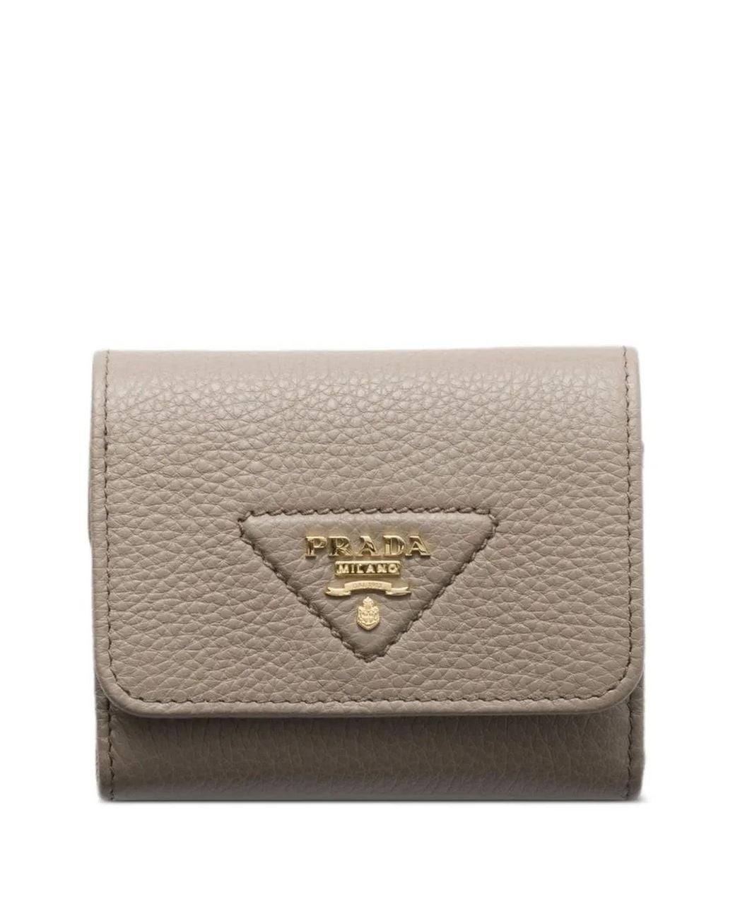Prada Natural Small Triangle-Logo Wallet