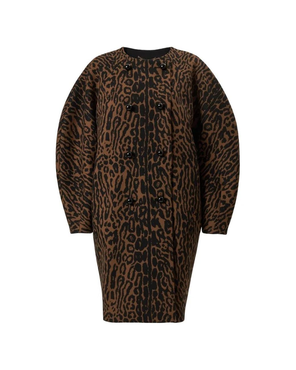 Carolina Herrera Black Leopard-Jacquard Cocoon Coat