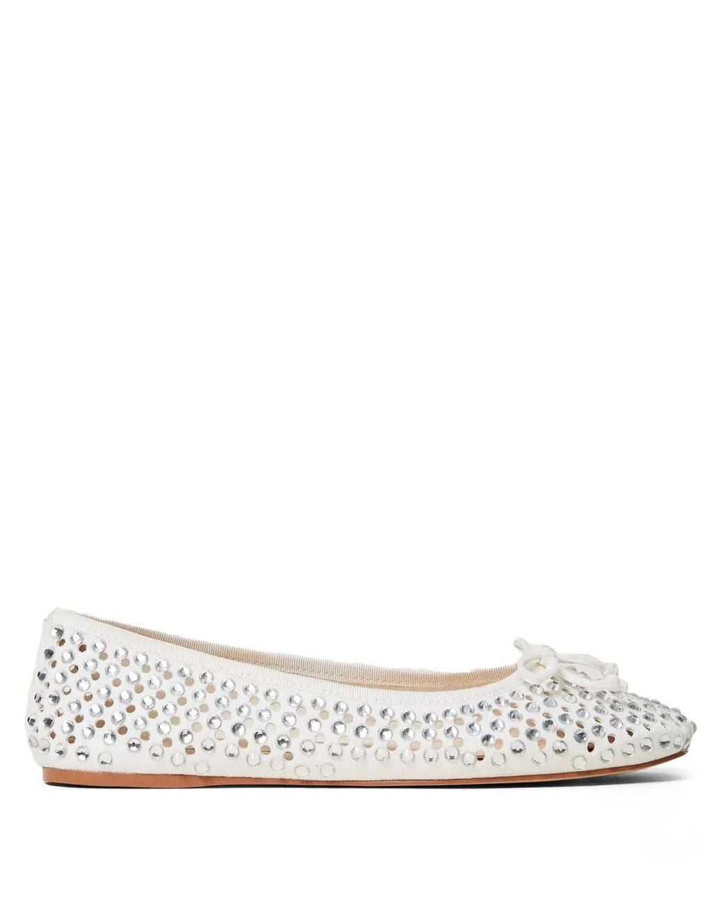 Twinset White Rhinestone-Embellished Ballet Flats