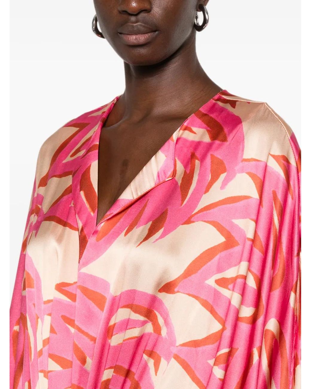 Themis Z Pink Ismene Abstract-Print V-Neck Maxi Dress