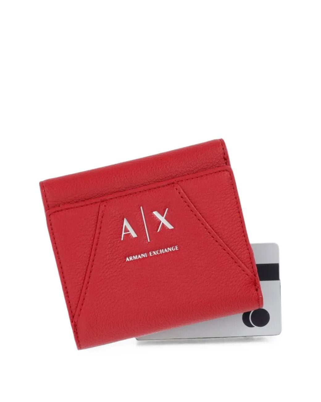 ARMANI EXCHANGE Red Logo-Plaque Pebbled-Texture Wallet