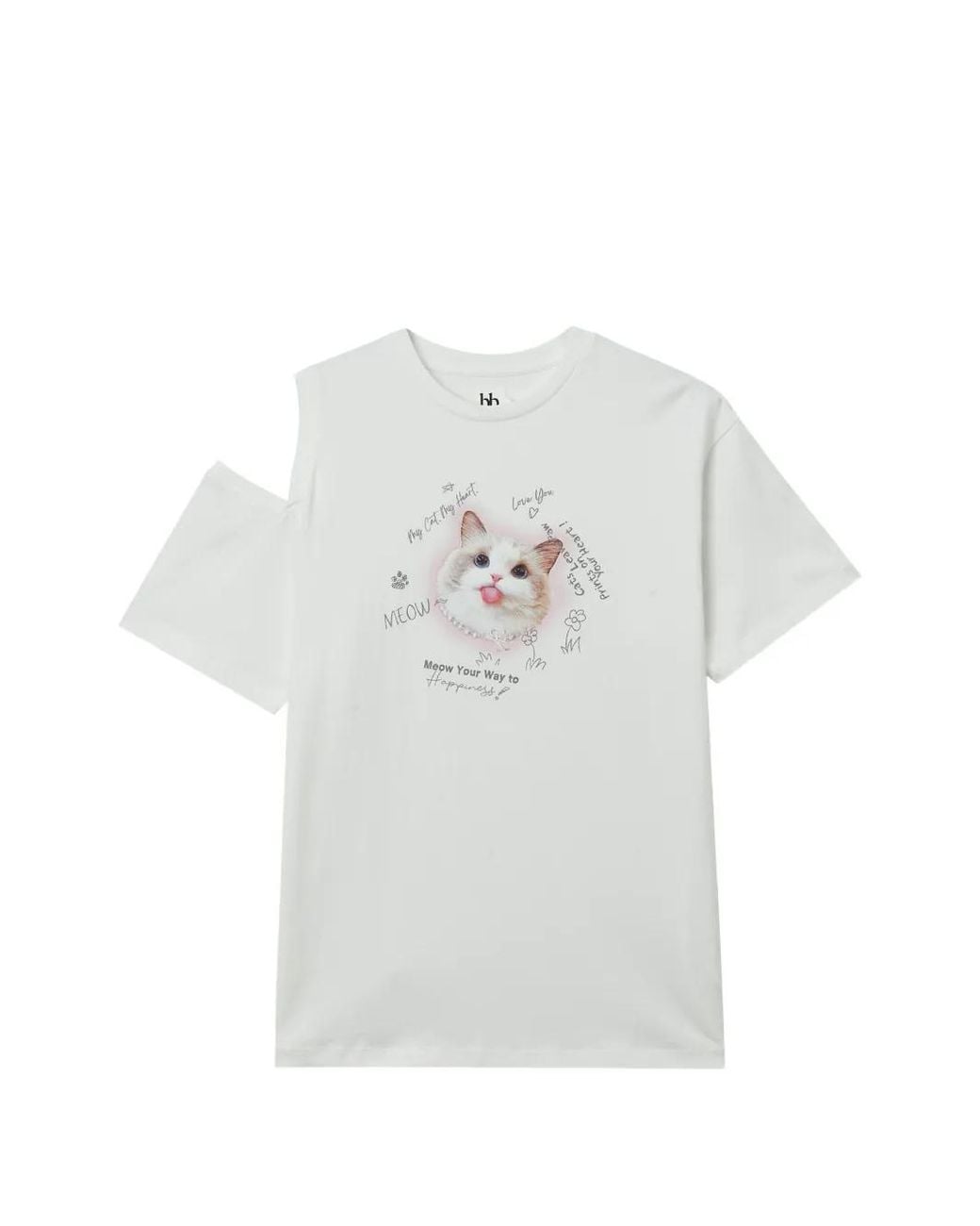 B+ AB White Printed T-Shirt