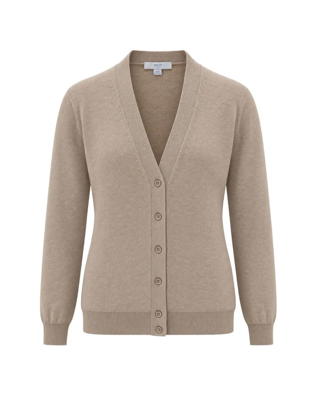 Malo Natural V-Neck Cashmere Cardigan