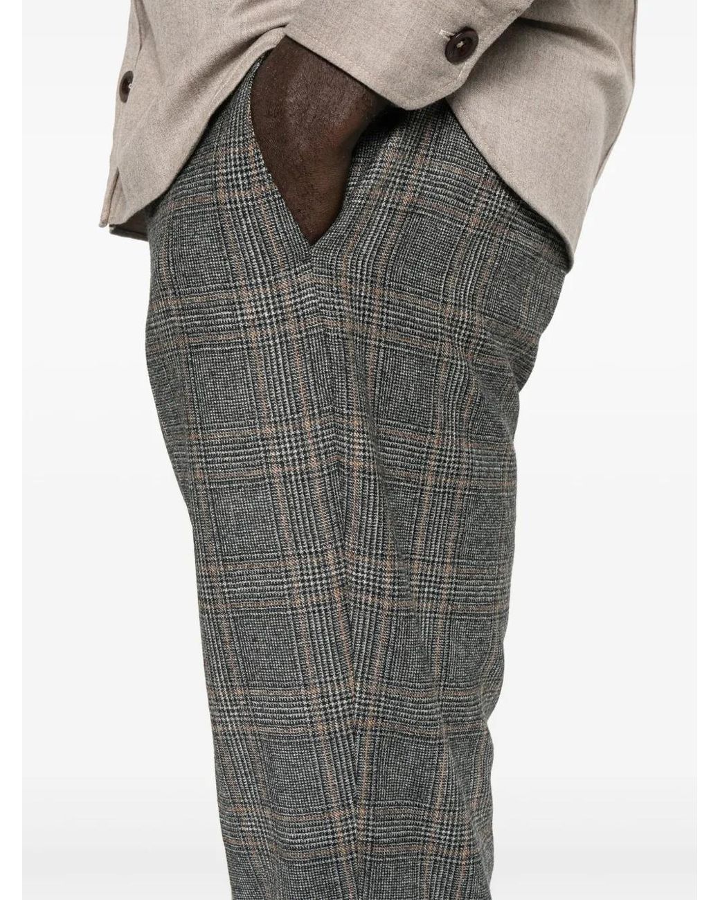 PT Torino Gray Checked Trousers for men