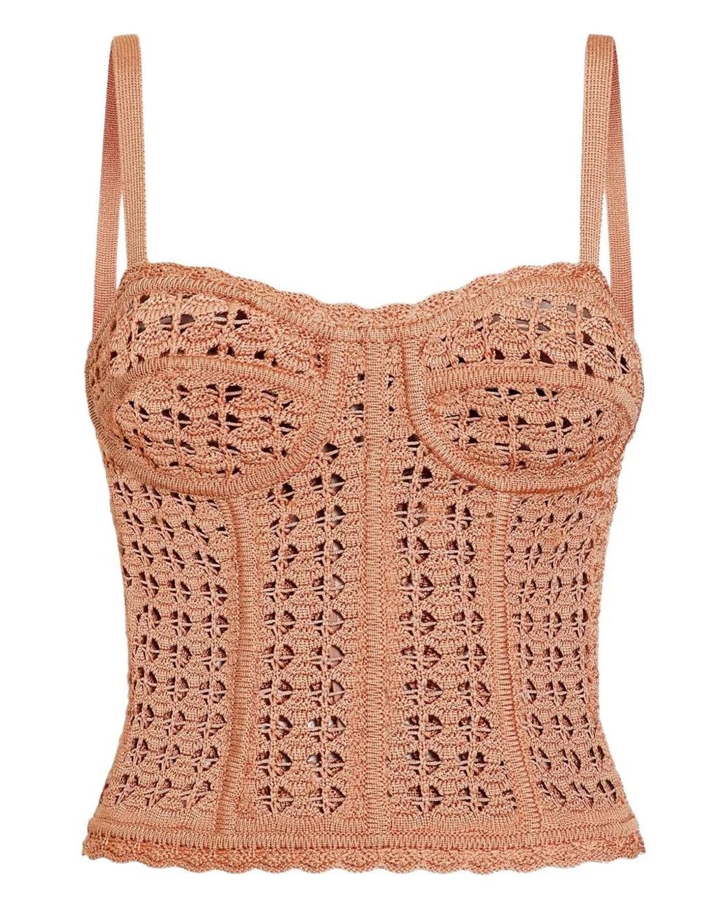 Dolce & Gabbana Brown Crochet-Knit Top