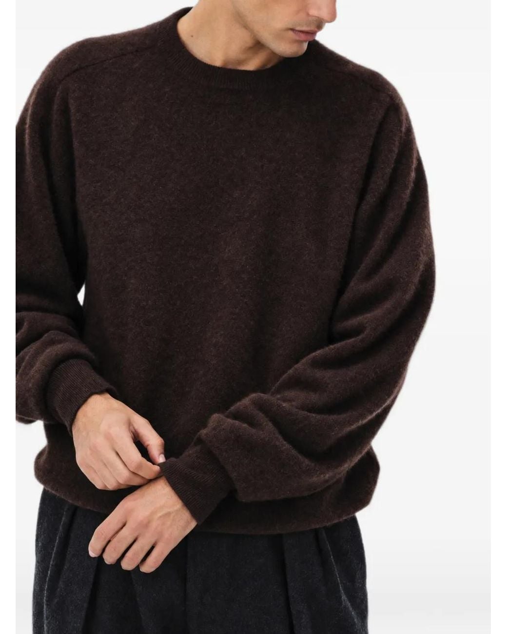 Kaptain Sunshine Brown Crew-Neck Cashmere Sweater for men