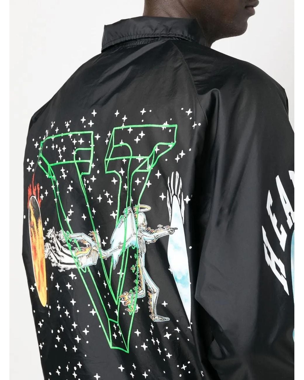 SAINT Mxxxxxx Black Graphic-Print Shirt Jacket for men