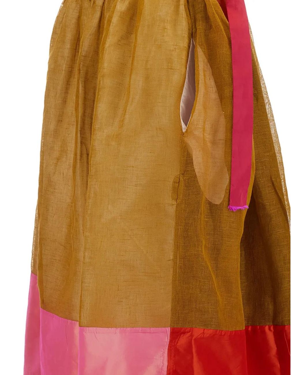 Daniela Gregis Red Patchwork Midi Skirt