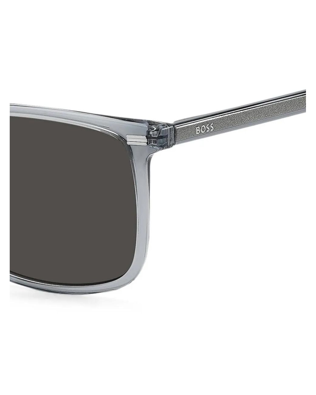 Boss Gray Rectangle-Frame Sunglasses for men