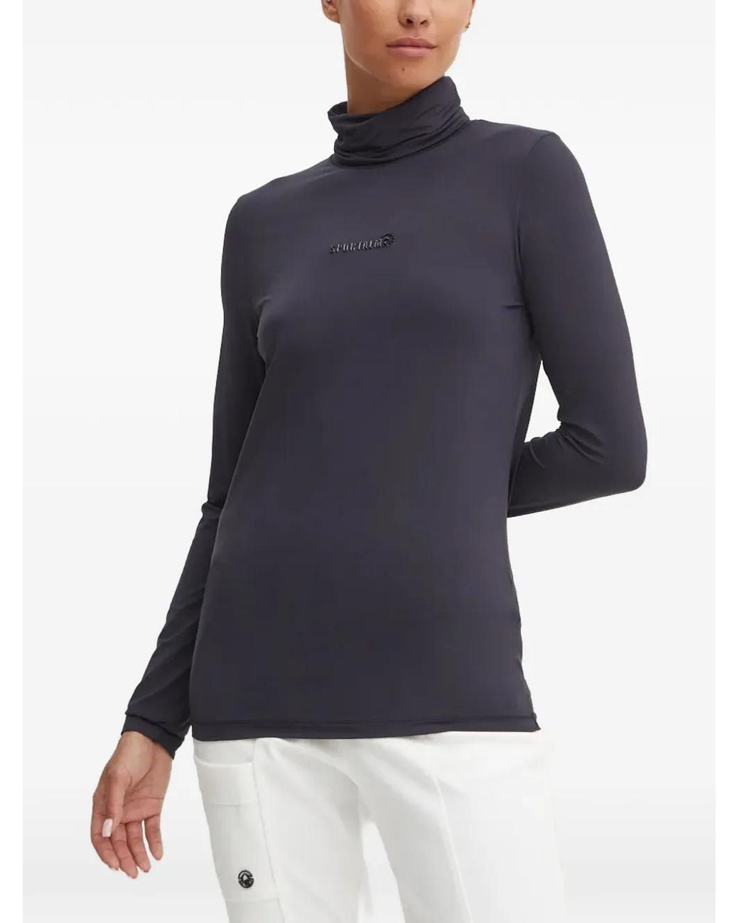 Sportalm Blue Logo-Print High-Neck Top