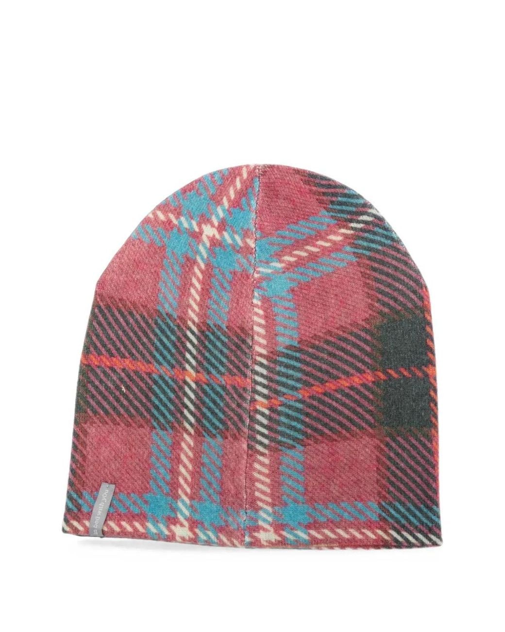 In bed with You Red Check-Print Cashmere Beanie Hat