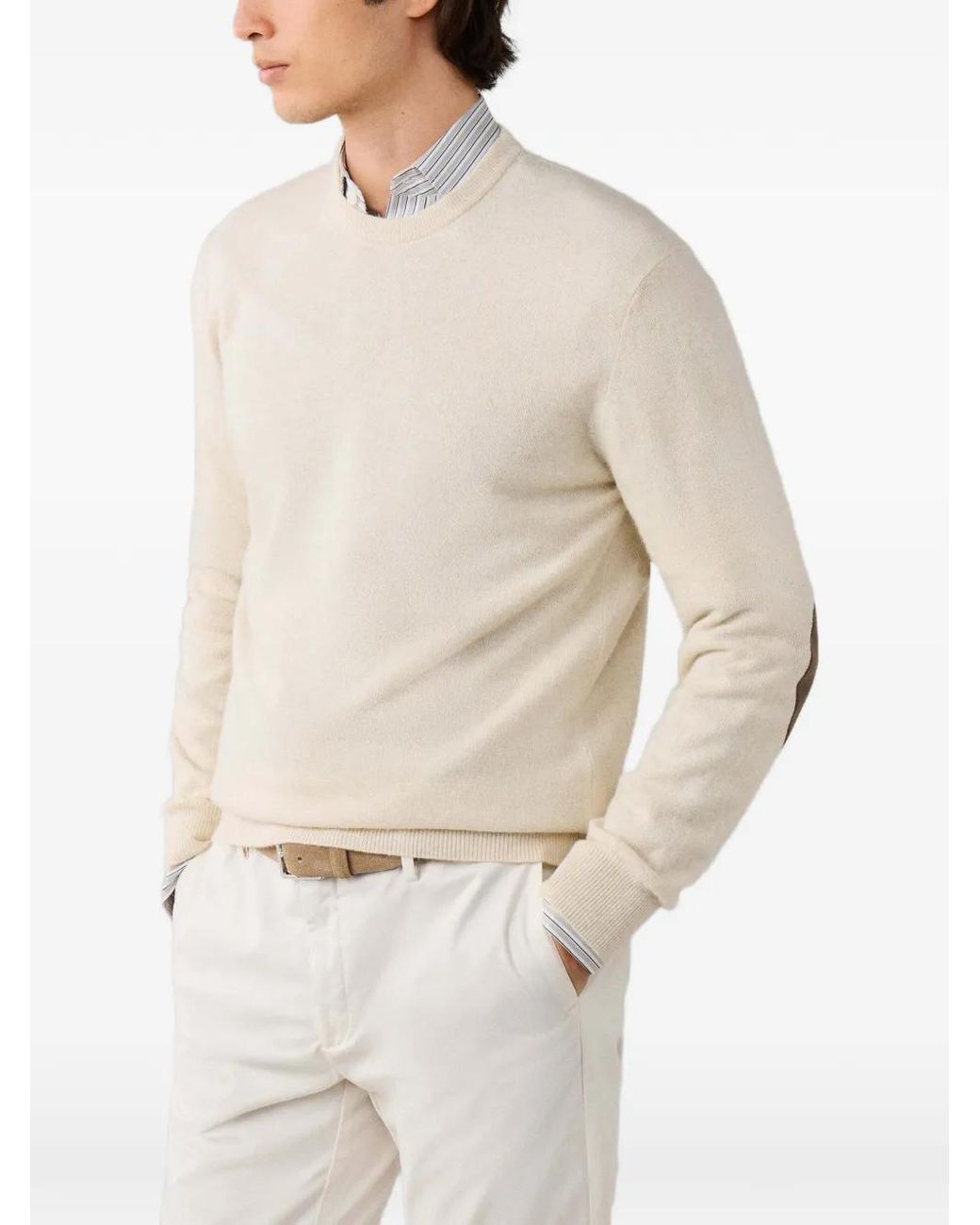 Hackett Natural Elbow-Patch Knit for men