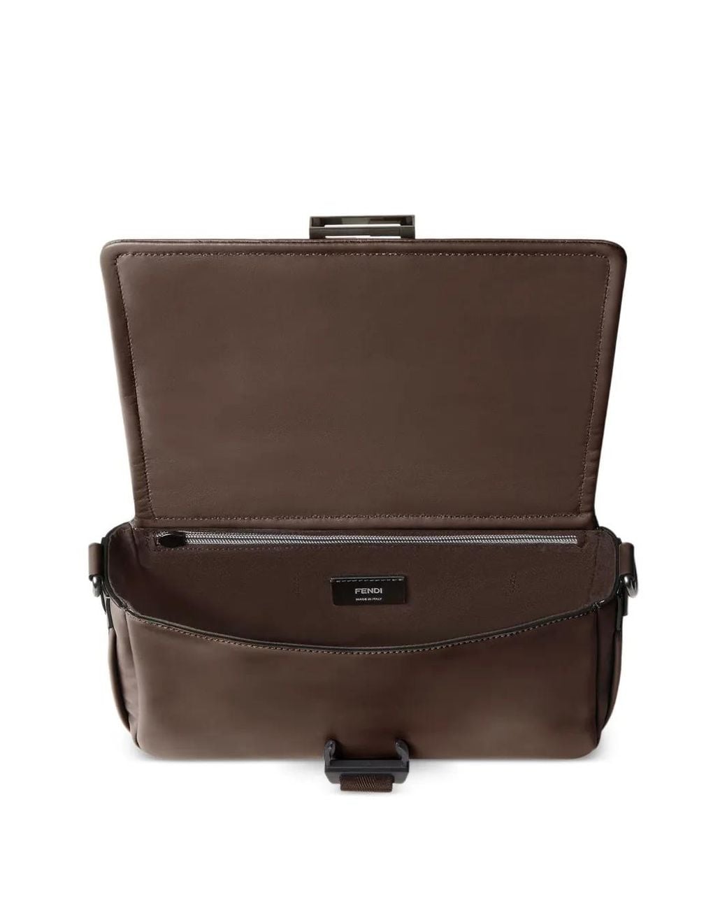 Fendi Brown Flux Leather Messenger Bag for men