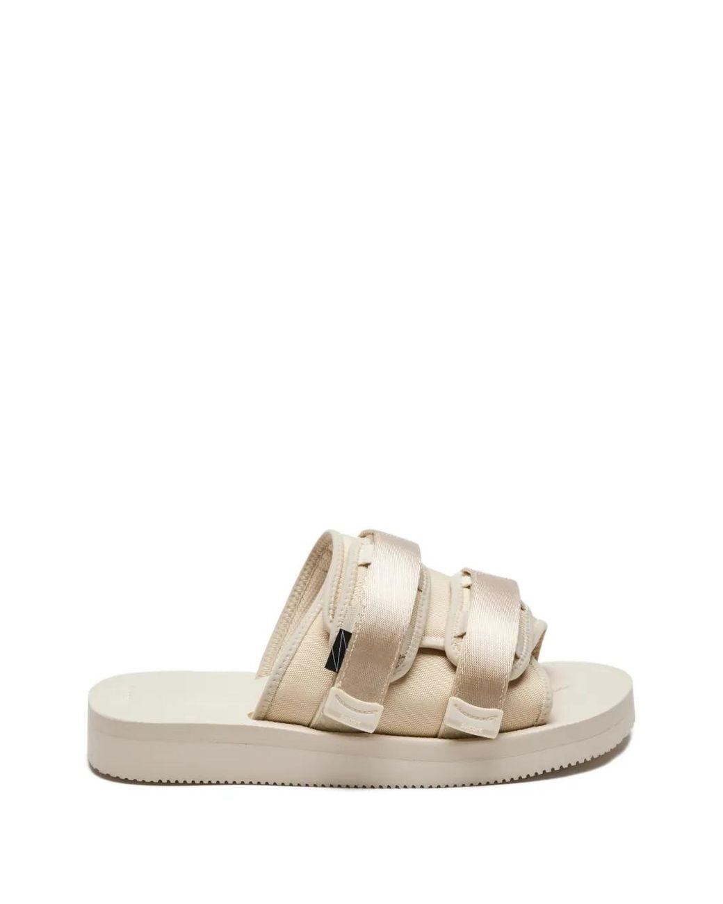 Suicoke White Moto Strap-Detail Sandals