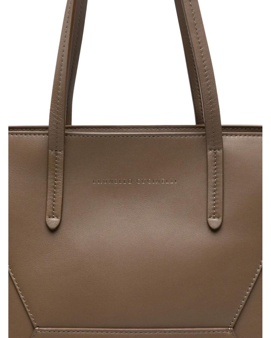 Borsa Tote Con Inserti di Brunello Cucinelli in Brown