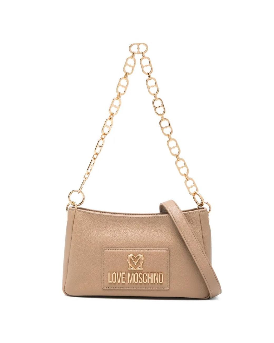 Love Moschino White Logo Chain-Strap Shoulder Bag