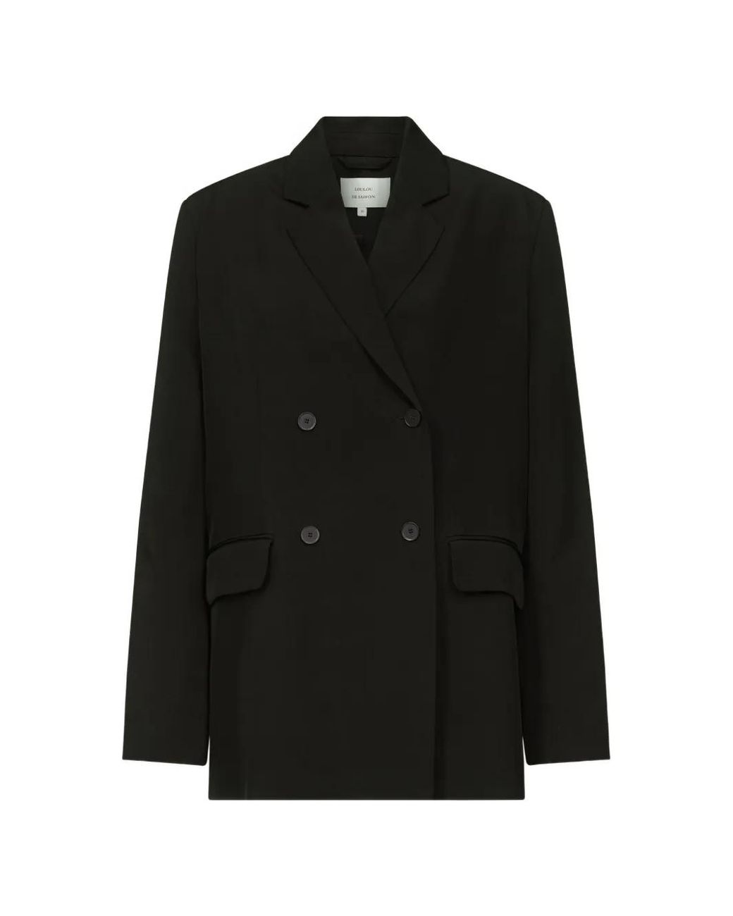 Loulou de Saison Black Regan Double-Breasted Notch-Lapels Jacket