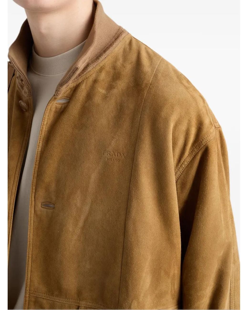 Prada Brown Veste En Daim for men