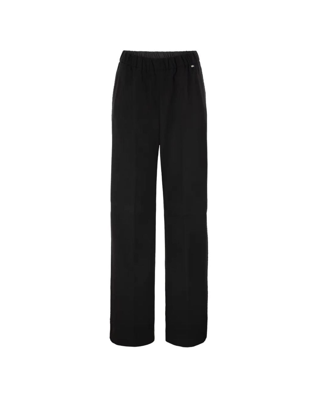 Herno Black Flannel-Effect Knitted-Trim Trousers