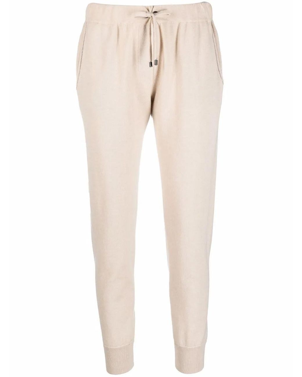 Brunello Cucinelli Natural Drawstring Cashmere Track Pants