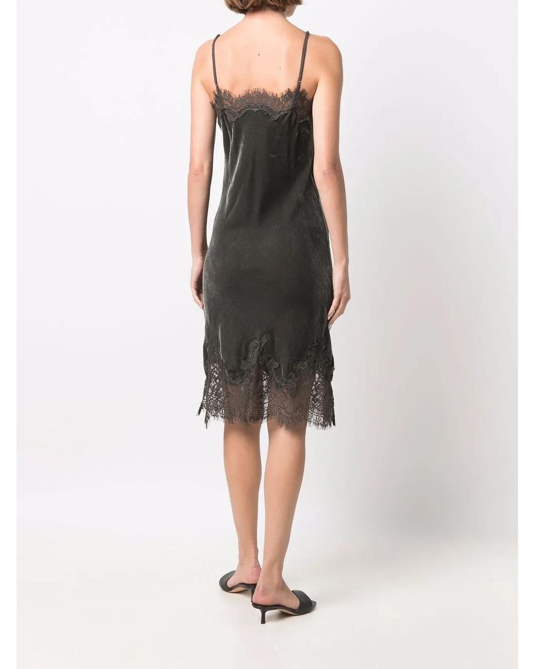 Gold Hawk Black Velvet Lace-trim Short Dress