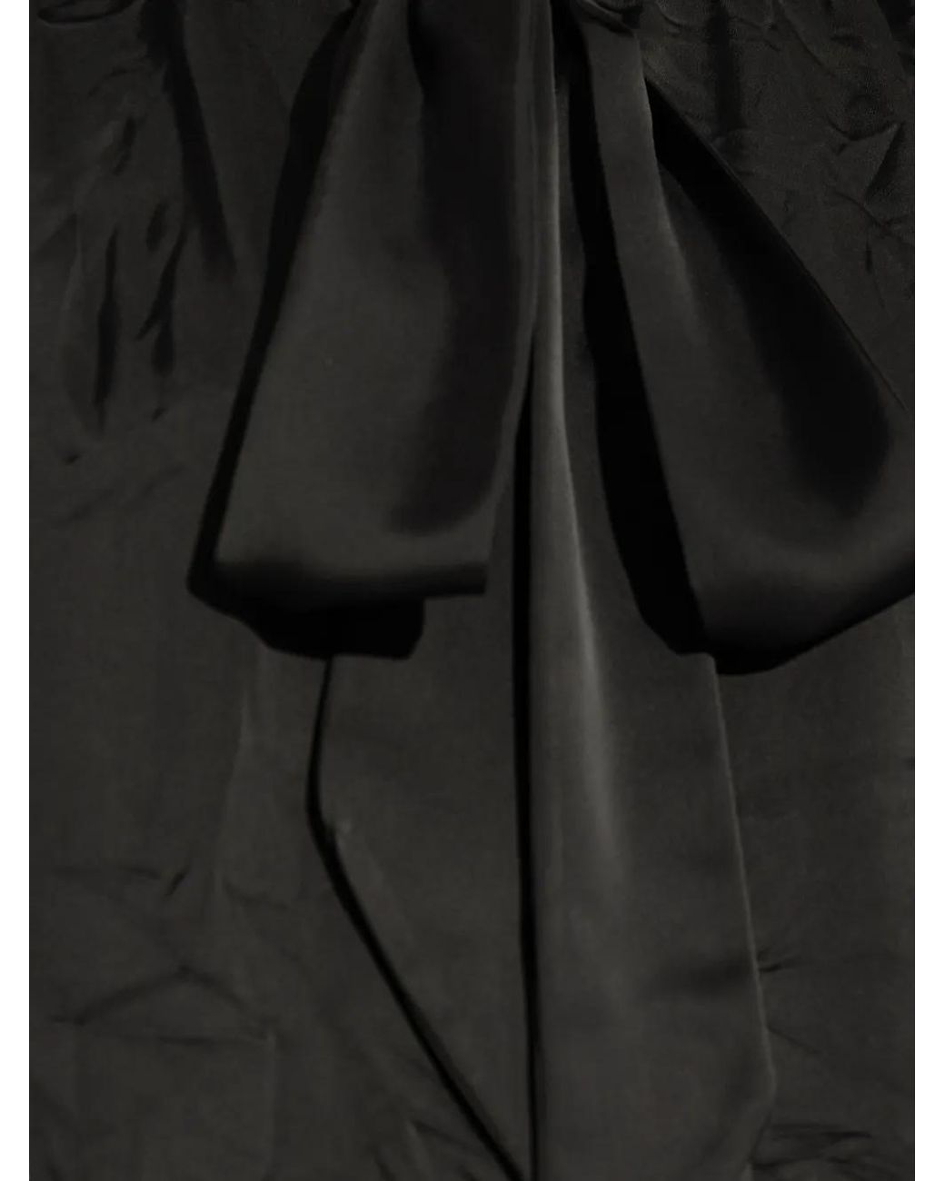 Balenciaga Black Satin Blouse With Bow And Cut-Out Sleeves
