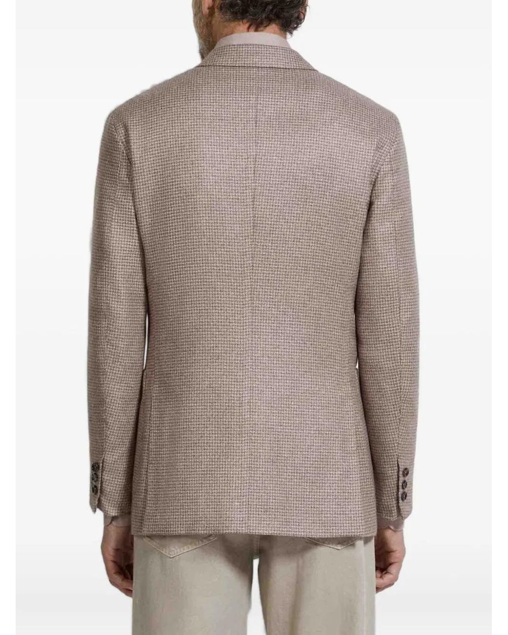Zegna Brown Checked Button Blazer for men