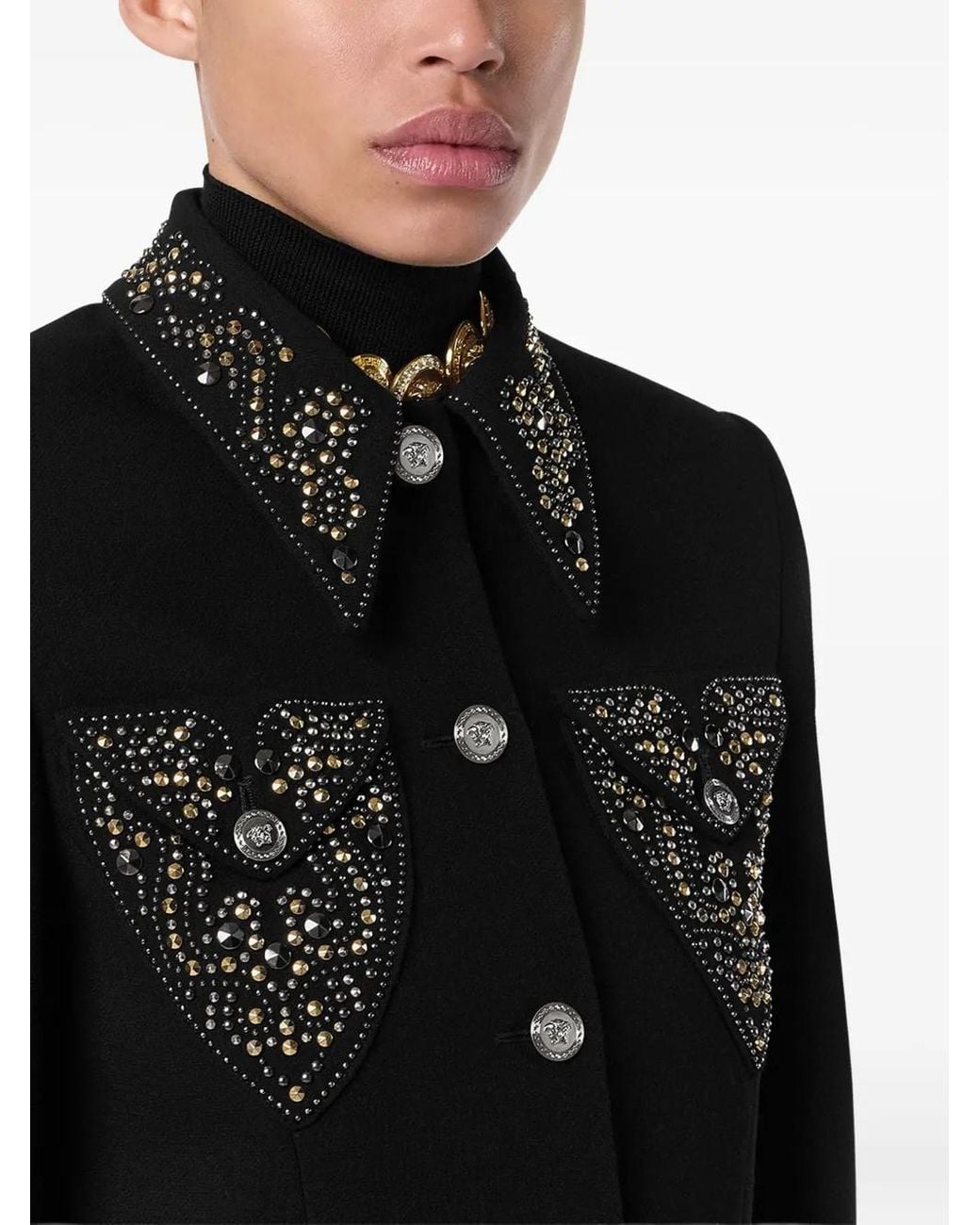 Versace Black Cropped Jacket With Tailored Fit