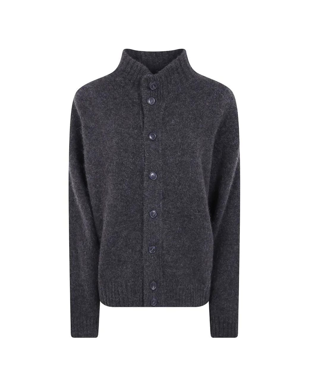 FILIPPO DE LAURENTIIS Blue Alpaca High-Neck Cardigan for men